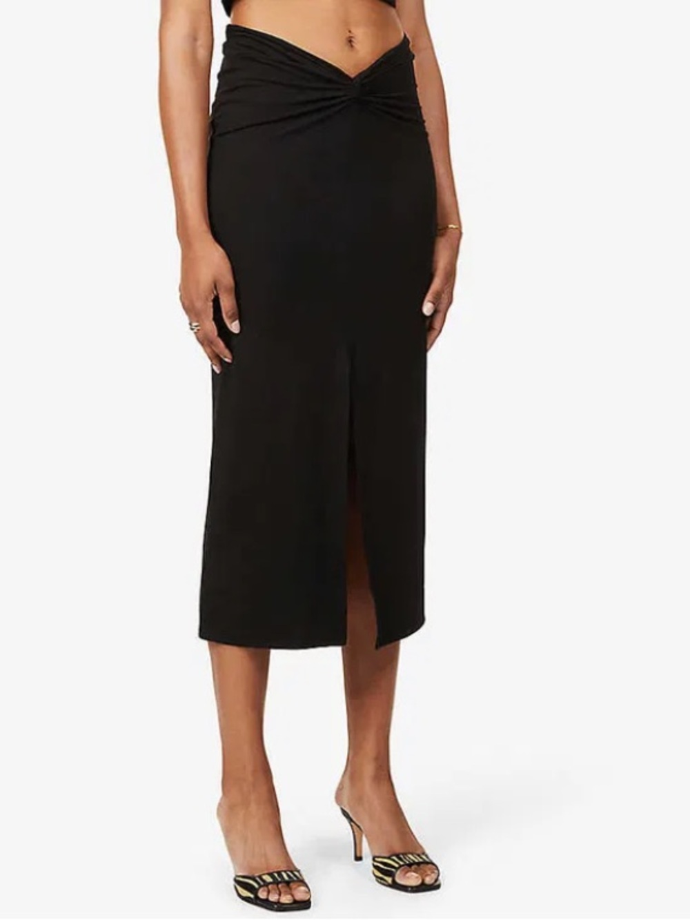 NEW Reformation Rylan Twist Midi Skirt Black Soft Knit Tencel Lyocell Spandex XL